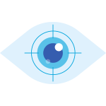 icon of blue eye with laser target